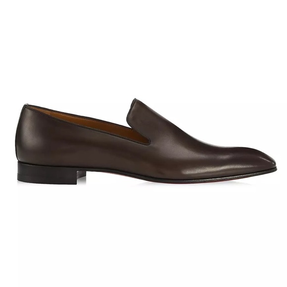 Christian Louboutin Dandelion Leather Stacked-Heel Loafers Brown - Picture 1 of 11